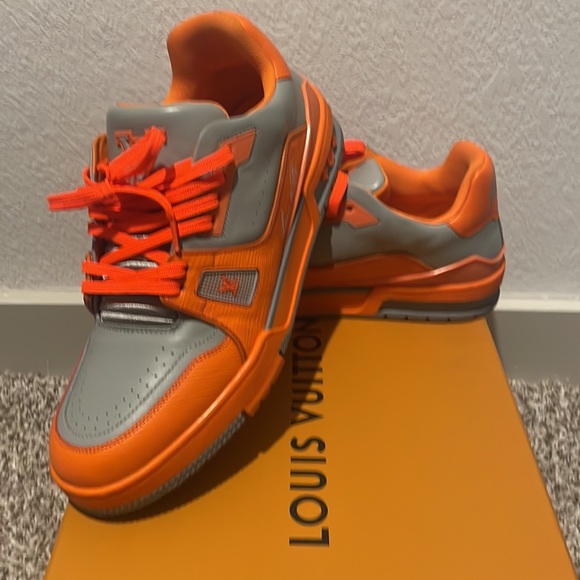 Louis Vuitton Orange Monogram Embossed Trainer Sneakers - Picture 3 of 5
